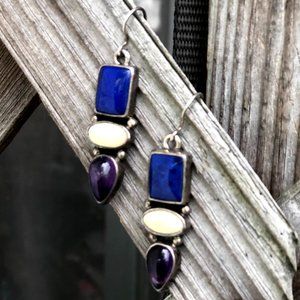 Sterling and Gemstone Dangle Earrings